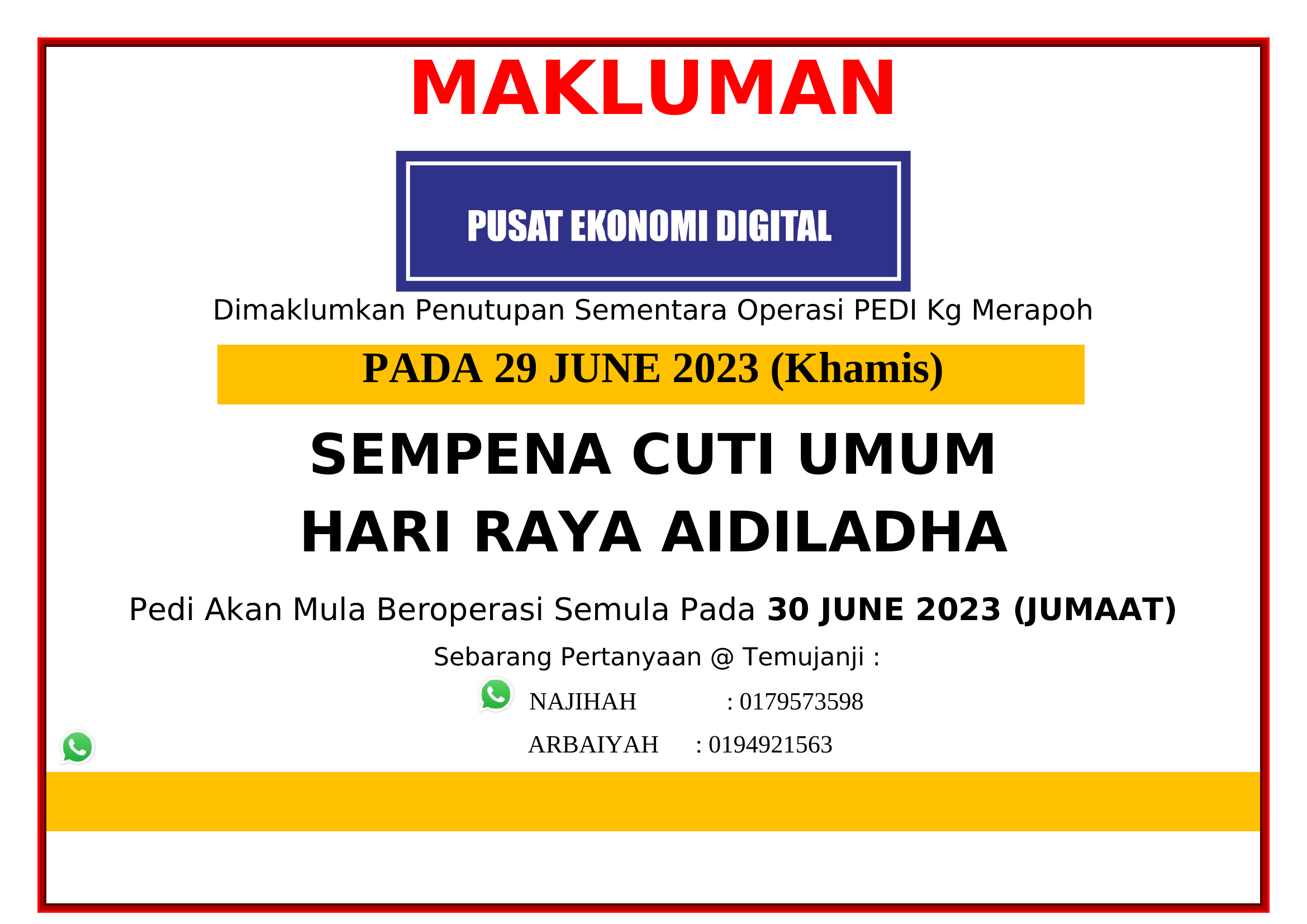 notis cuti pedi
