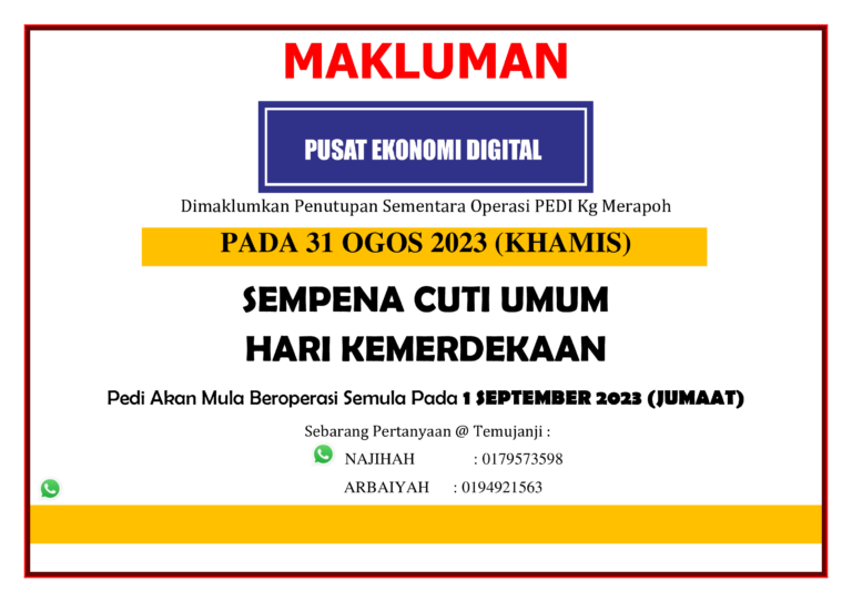 NOTIS CUTI PEDI KEMERDEKAAN