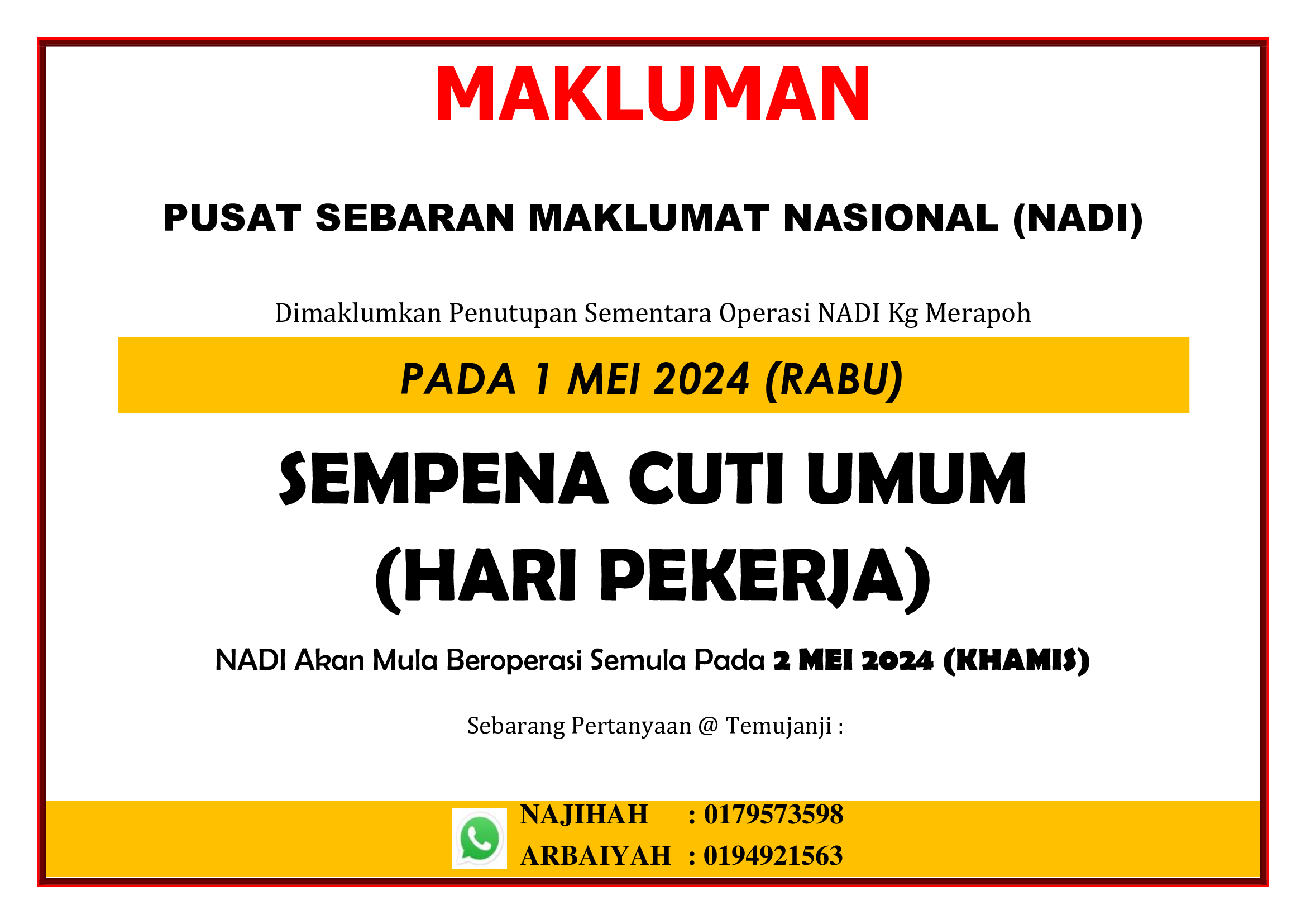 NOTIS CUTI PEDI